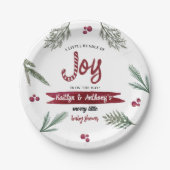 水モダン色"喜び"キャンディーケーンベイビーシャワー ペーパープレート (正面)