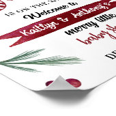 水モダン色"喜び"キャンディーケーンベイビーシャワー ポスター (角)