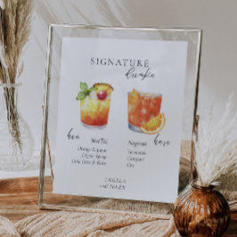 水モダン色 |新郎新婦のシグネチャードリンク ポスター