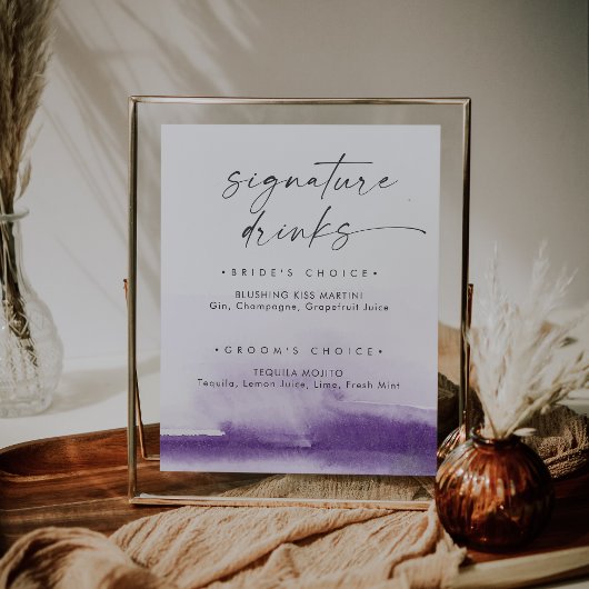 水モダン色 |紫色のシグネチャードリンクの看板 ポスター