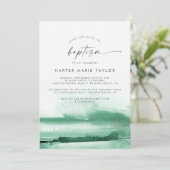 水モダン色 |緑のバプテスマ 招待状 (スタンド正面)