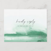 水モダン色 |緑のメニュー選択RSVP インビテーションポストカード (正面)