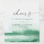 水モダン色 |緑の応援結婚ズ ワインラベル (シングルラベル)