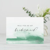 水モダン色 |緑の花嫁プロポーザルのカード 招待状 (スタンド正面)