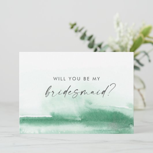 水モダン色 |緑の花嫁プロポーザルのカード 招待状 (スタンド正面)