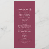 水モダン色 |赤い結婚式 プログラム (裏面)