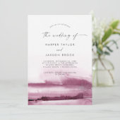 水モダン色 |赤い結婚招待状 招待状 (スタンド正面)