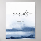 水モダン色 |青いウェディングカード ポスター (正面)