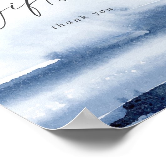 水モダン色 |青いカードとギフトサイン ポスター (角)