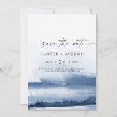 水モダン色 |青い写真バック日付を保存 セーブザデート (正面)