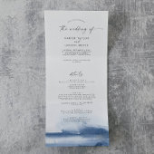 水モダン色 |青い写真結婚が1つにまとまっている 三つ折り招待状