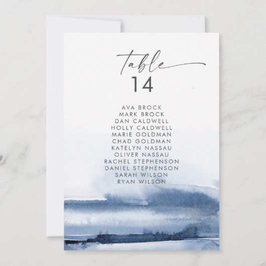 水モダン色 |青い座席表カード (裏面)