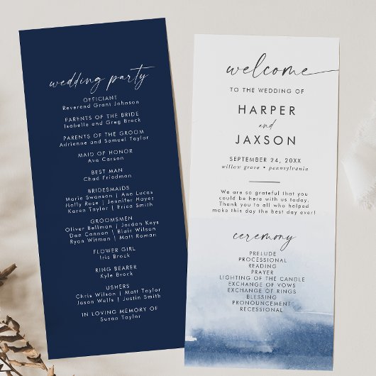 水モダン色 |青い結婚式 プログラム