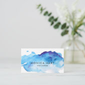 水モダン色(青) 名刺 (スタンド正面)