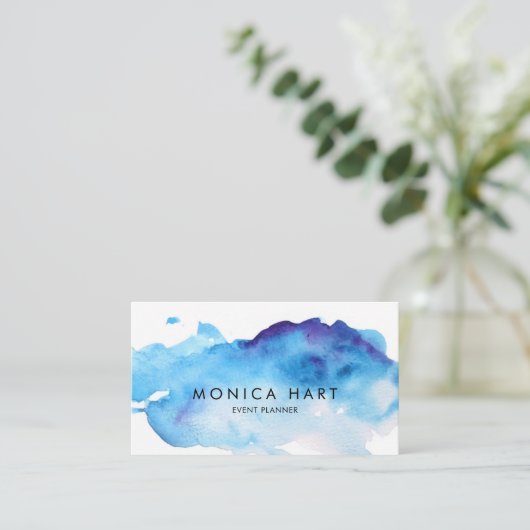 水モダン色（青） 名刺 (スタンド正面)