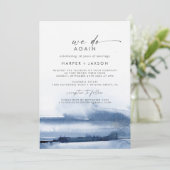 水モダン色 | Blue私たちは再び誓いを更新する 招待状 (スタンド正面)