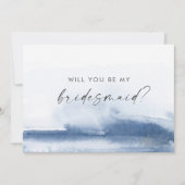 水モダン色 | Blue Bridesmaid Proposal Card 招待状 (正面)