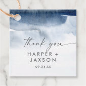 水モダン色 | Blue Thankメッセージカード フェイバータグ (正面)