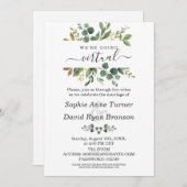 水モダン色Greenery Virtual結婚の 招待状 (正面/裏面)