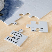 水モダン色Narwhal Blue海パーソナライズされた ジグソーパズル (側面)