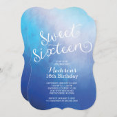 水モダン色Sweet sixteen誕生会 招待状 (正面/裏面)