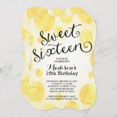 水モダン色Sweet sixteen誕生会 招待状 (正面/裏面)