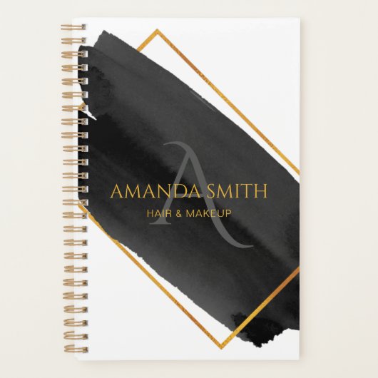 水モダン芸術的色と金ゴールド プランナー手帳 (正面)