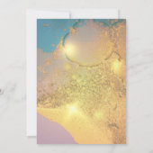 水モダン鮮やか色金ゴールドメイブブルー 招待状 (裏面)