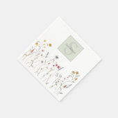 水モノグラムのお洒落色ワイルドフラワーシャワー スタンダードカクテルナプキン (角)