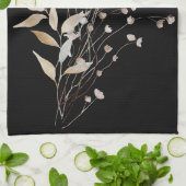 水モノグラムのエレガント色の青い山花 キッチンタオル (折り畳み)