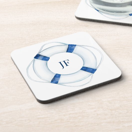 水モノグラムの航海の色ボートライフブイ コースター (左側)