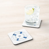 水モノグラムの航海の色ボートライフブイ コースター (右側)