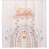 水モノグラムの色かわいいレインボーキッズ シャワーカーテン (正面)