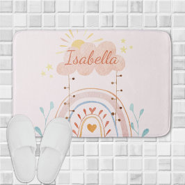 水モノグラムの色かわいいレインボーキッズ バスマット