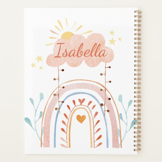 水モノグラムの色かわいいレインボーキッズ プランナー手帳 (裏面)
