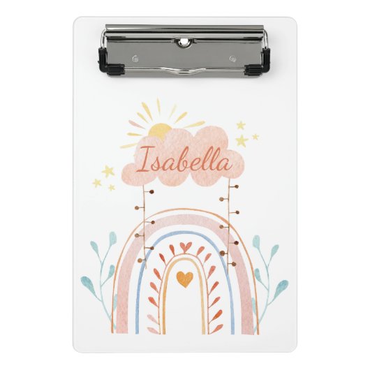 水モノグラムの色かわいいレインボーキッズ ミニクリップボード (正面)