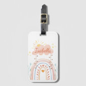 水モノグラムの色かわいいレインボーキッズ ラゲッジタグ (正面縦)