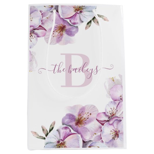 水モノグラムの色さくらんぼブロッサム抱き枕 ミディアムペーパーバッグ (正面)