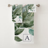 水モノグラムの色のセージ素朴グリーン バスタオルセット (インサイチュ)