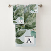 水モノグラムの色のセージ素朴グリーン バスタオルセット (インサイチュ)