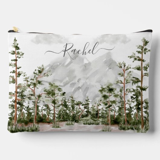 水モノグラムの色の山と森 アクセサリーポーチ (正面)