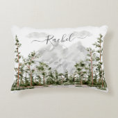 水モノグラムの色の山と森 アクセントクッション (正面)