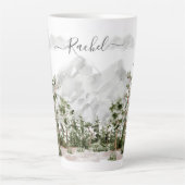 水モノグラムの色の山と森 カフェラテマグ (正面)