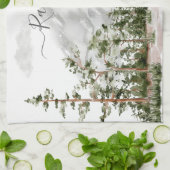 水モノグラムの色の山と森 キッチンタオル (折り畳み)