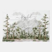 水モノグラムの色の山と森 キッチンタオル (横)