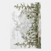 水モノグラムの色の山と森 キッチンタオル (縦)