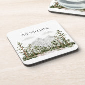 水モノグラムの色の山と森 コースター (左側)