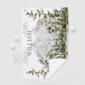 水モノグラムの色の山と森 ゴルフタオル (インサイチュ)