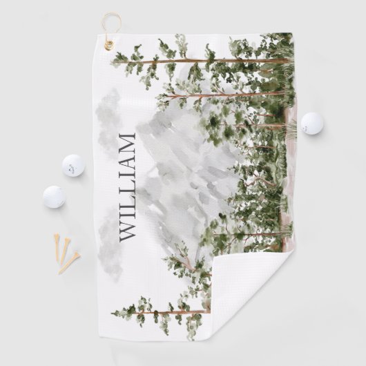 水モノグラムの色の山と森 ゴルフタオル (インサイチュ)