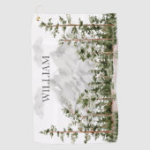 水モノグラムの色の山と森 ゴルフタオル (正面)